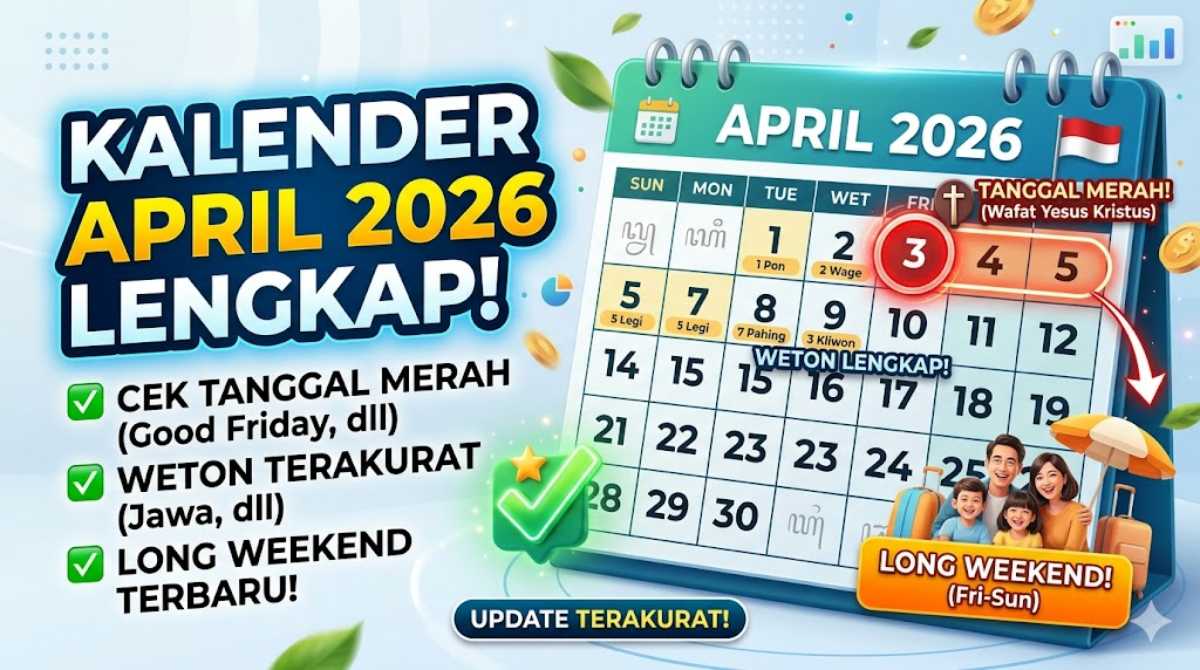 Kalender April 2026 Lengkap: Cek Tanggal Merah, Weton, dan Long Weekend Terbaru