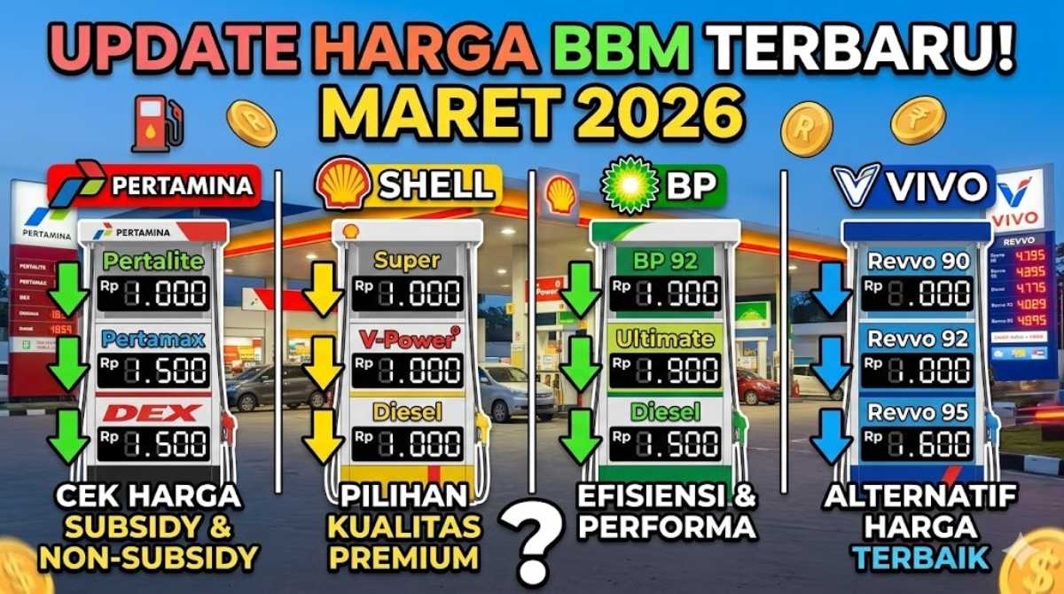 Update Harga BBM Pertamina, Shell, BP, dan Vivo Terbaru 2026